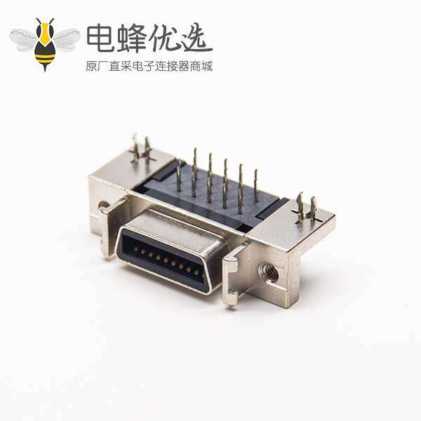 scsi母连接器20针90度铆锁式插PCB板带鱼叉脚