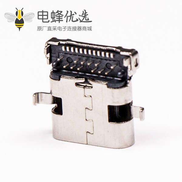 usb type-c接口弯式母头沉板贴板插孔式接PCB板