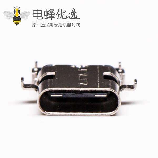 usb type-c接口弯式母头沉板贴板插孔式接PCB板