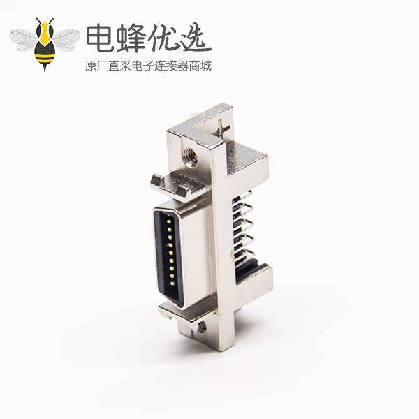 scsi母连接器20针90度铆锁式插PCB板带鱼叉脚