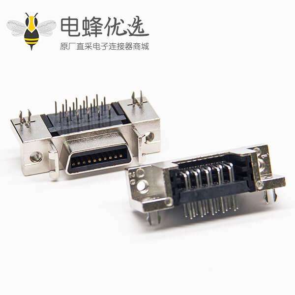 scsi母连接器20针90度铆锁式插PCB板带鱼叉脚