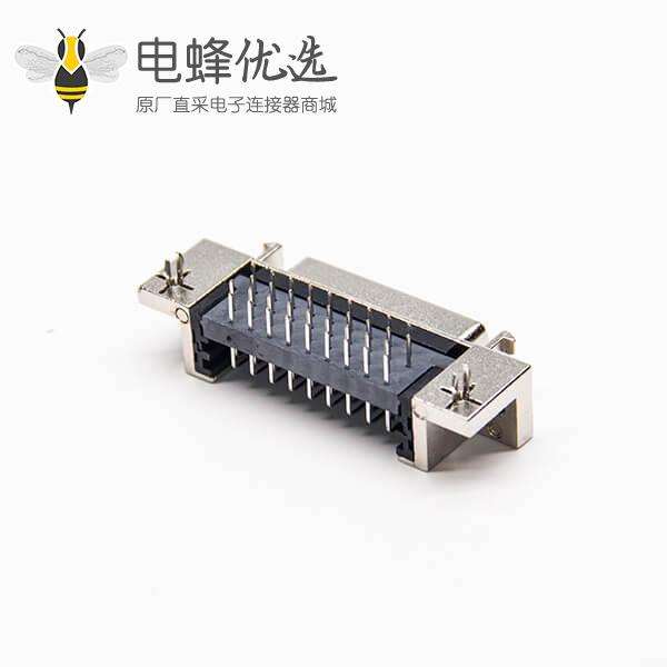 scsi db连接器36pin弯式母头带鱼叉脚插PCB板铆锁连接