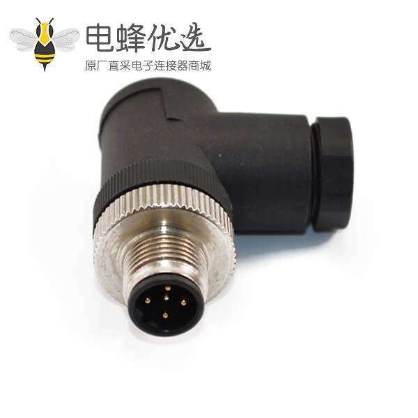 M12 弯插头B型塑料组装式5芯母头防水传感器接头