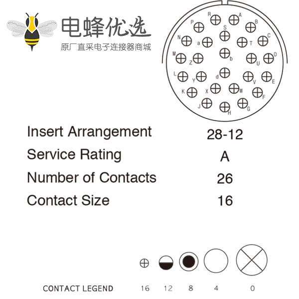 工防标26芯航空插头MS3106A28-12S线束连接器