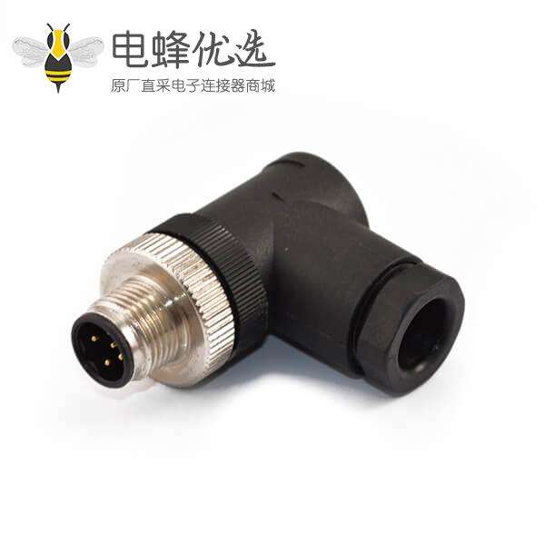 M12 弯插头B型塑料组装式5芯母头防水传感器接头