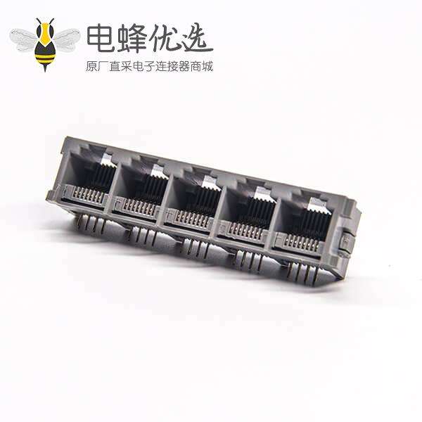 rj45模块连接器弯式1x5母座8p8c插板接PCB板不带屏蔽