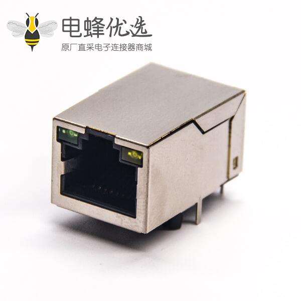 rj45接口pcb以太网插座弯式90度插PCB板带灯