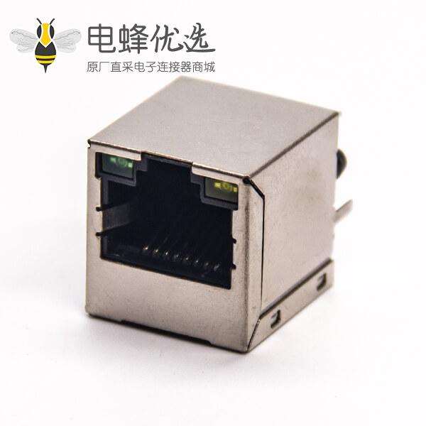 rj45pcb封装直插PCB板式以太网插座带屏蔽带灯