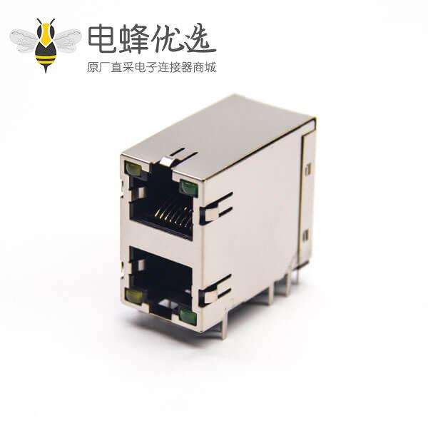 rj45双层网口弯式插PCB板全包屏蔽外壳以太网端口