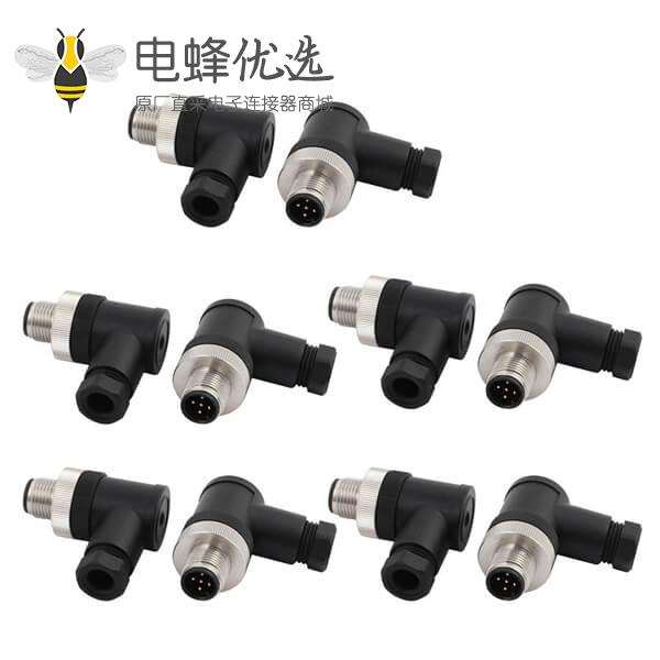 M12 5芯弯头塑料装配式公头10PCS