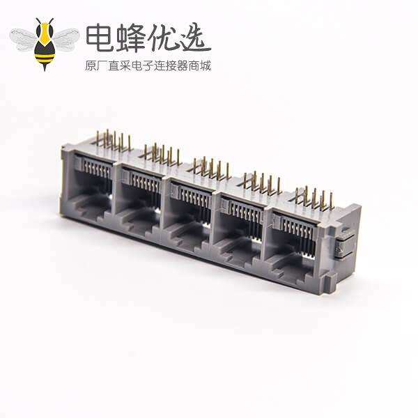 rj45模块连接器弯式1x5母座8p8c插板接PCB板不带屏蔽