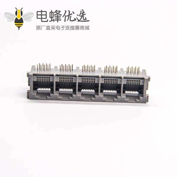 rj45模块连接器弯式1x5母座8p8c插板接PCB板不带屏蔽