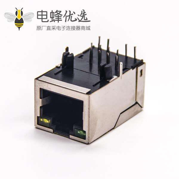 rj45接口pcb以太网插座弯式90度插PCB板带灯