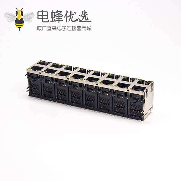 rj45 2x8母座弯式带屏蔽网络端口8p8c插PCB板