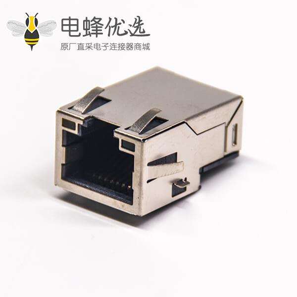 rj45带滤波器直角180度带插座带屏蔽带灯带弹片沉板式插PCB板