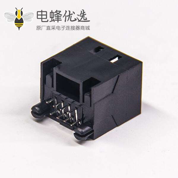 rj45 接插件8p8c非屏蔽式黑色穿孔式插PCB板rj45母座