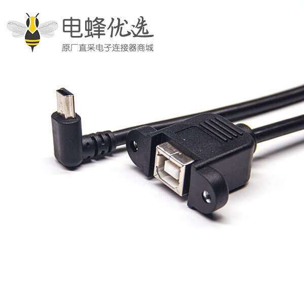 usb mini usb2.0线材上弯头转usb type b母头直式