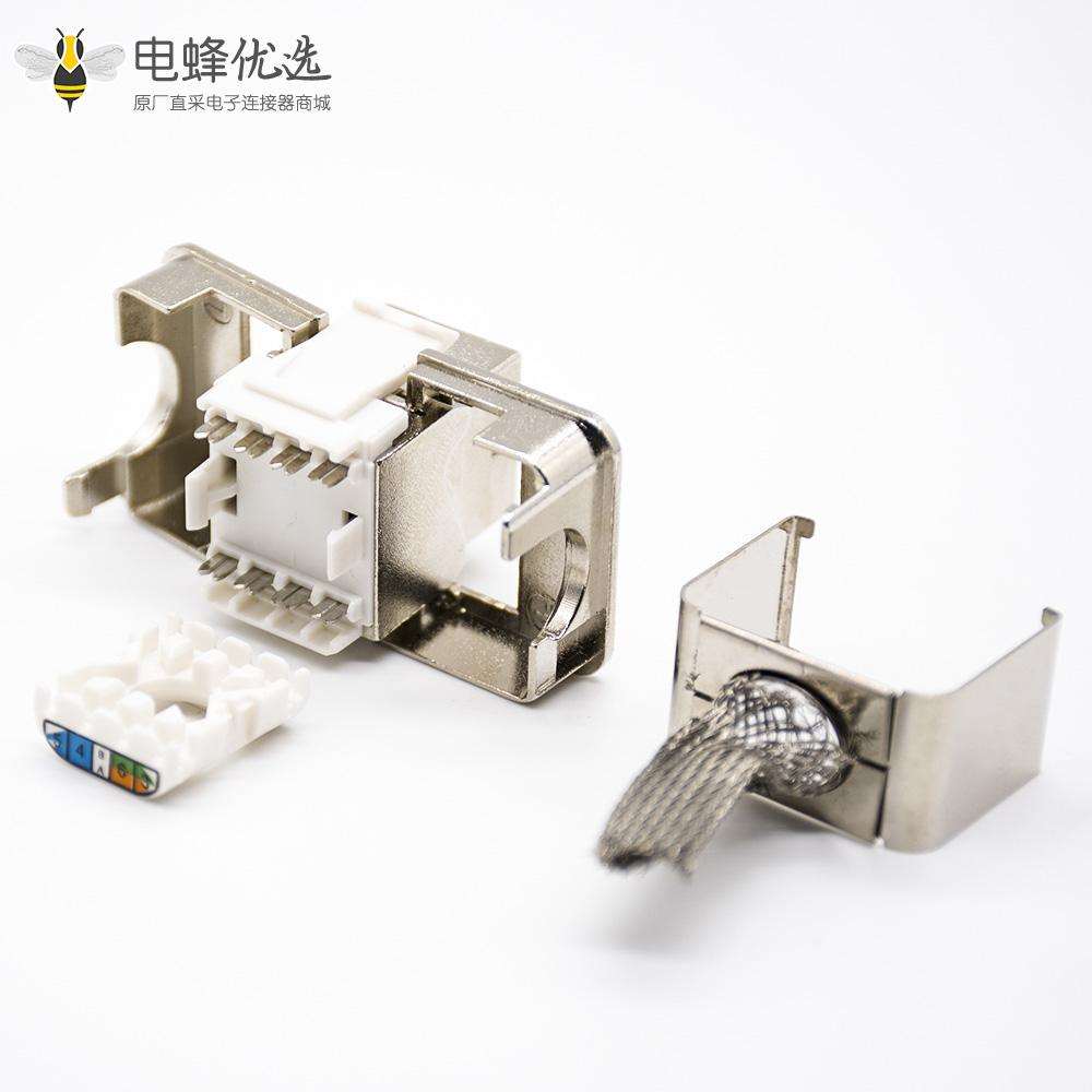 RJ45插座8芯插孔超六类带屏蔽直式免打模块单端口面板安装