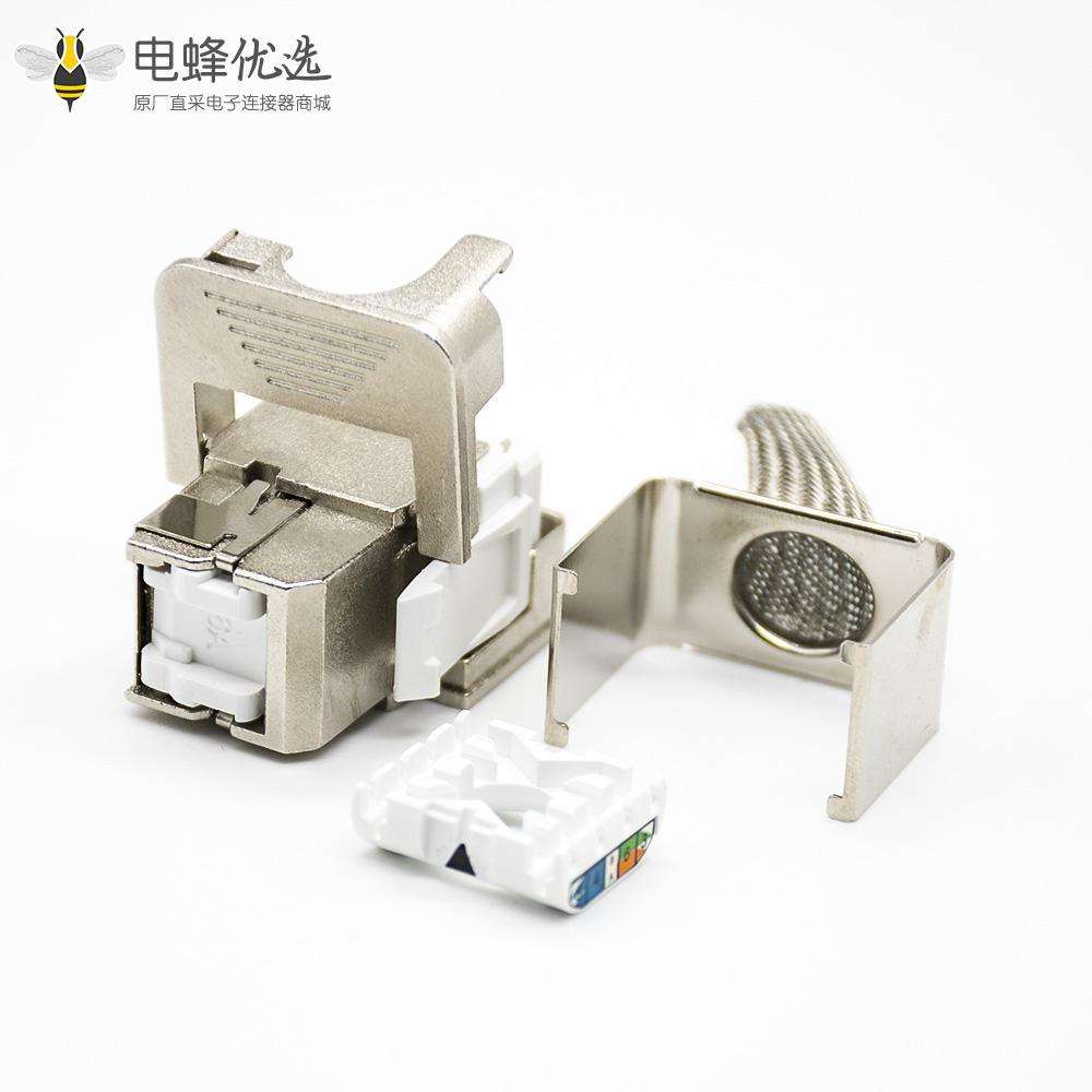 RJ45网络插座带屏蔽8p8c直式单端口插孔Cat6免打模块