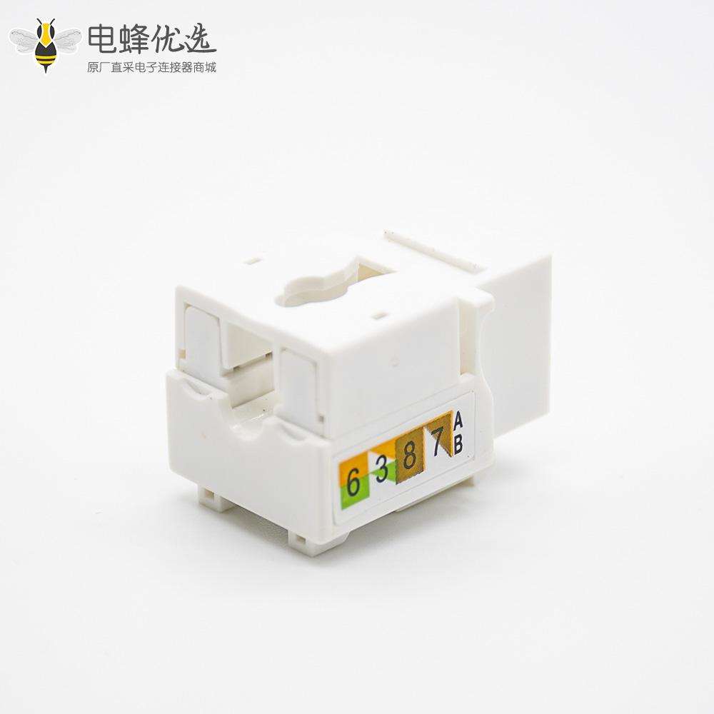 RJ45插座面板安装8芯触头镀金梯形插孔非屏蔽用于超五类线材