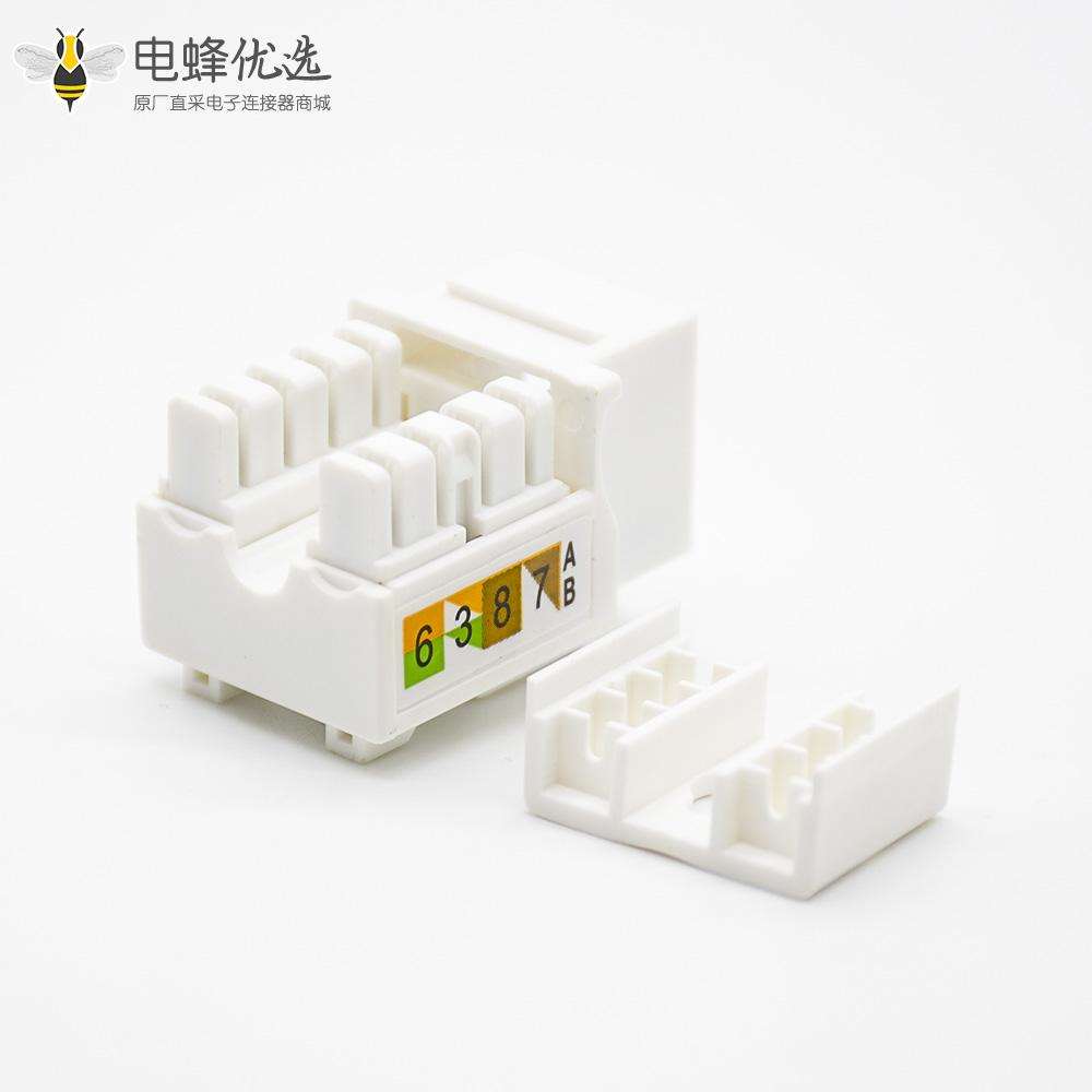 RJ45插座面板安装8芯触头镀金梯形插孔非屏蔽用于超五类线材