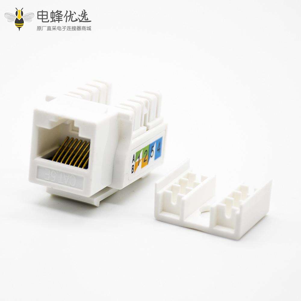 RJ45插座面板安装8芯触头镀金梯形插孔非屏蔽用于超五类线材