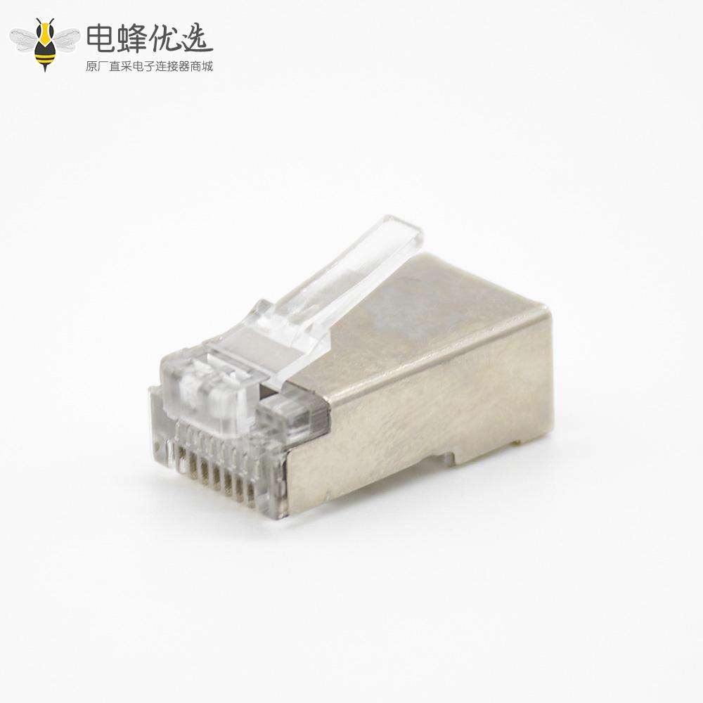 RJ45网络插头带屏蔽直式面板安装8P8C用于Cat5e Cat6 Cat6a Cat7 Cat8