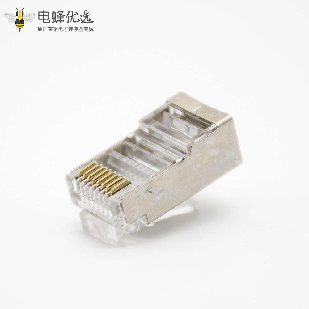 RJ45网络插头带屏蔽直式面板安装8P8C用于Cat5e Cat6 Cat6a Cat7 Cat8