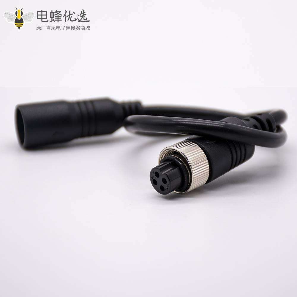 MINI DIN头连接器6芯母头卡扣式转GX12直式4芯母头线材带SR 28AWG PVC 300mm