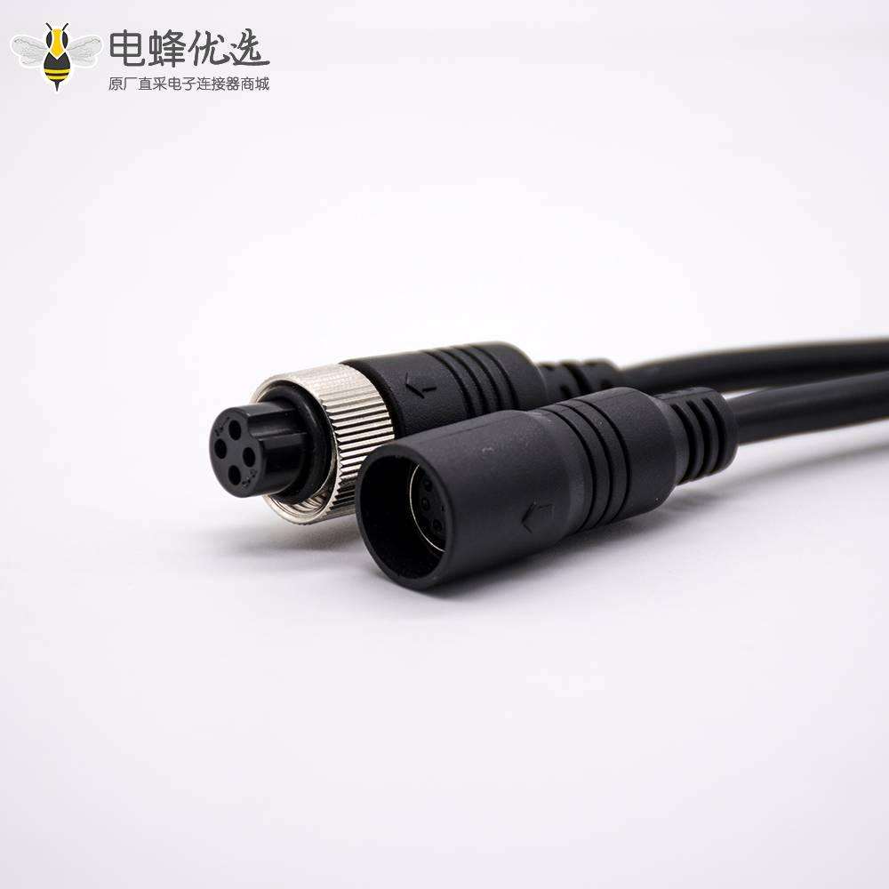 MINI DIN头连接器6芯母头卡扣式转GX12直式4芯母头线材带SR 28AWG PVC 300mm