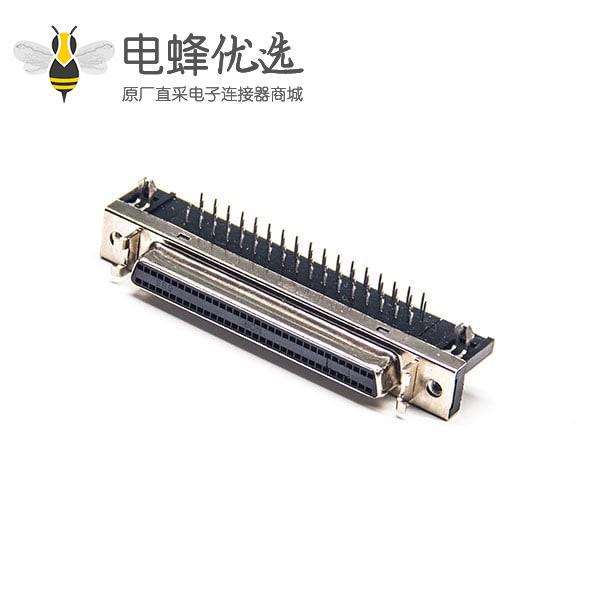 SCSI68芯连接器HPDB型母头弯式插板式PCB板安装