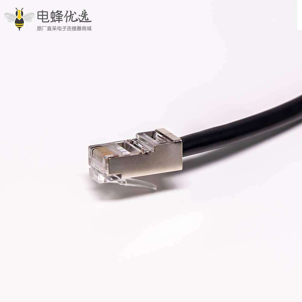 RJ45连接器前锁母转公线材防水IP67直式