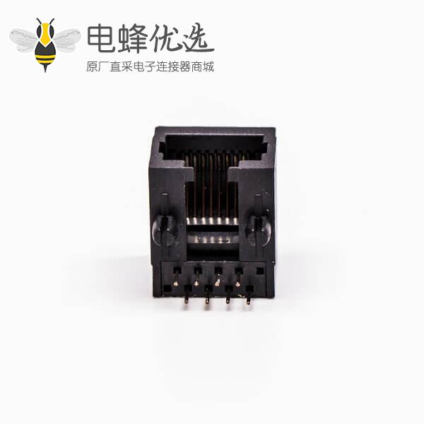 rj45全塑网口黑色单口母座弯角不带屏蔽PCB板端