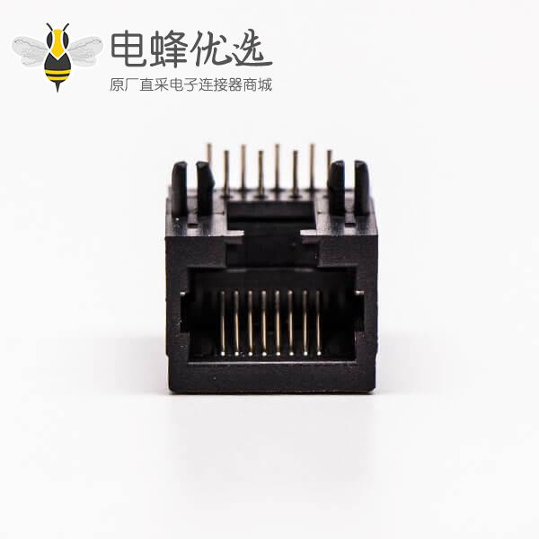 rj45全塑网口黑色单口母座弯角不带屏蔽PCB板端