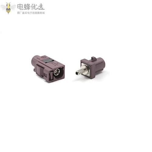 FAKRA-JE-D型紫色焊接式RF同轴汽车连接器GPS/4G转换头接RG174/316线