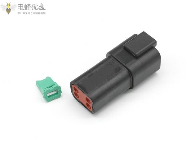 04-4P-E004汽车连接器4孔25A防水IP68黑色公端对插