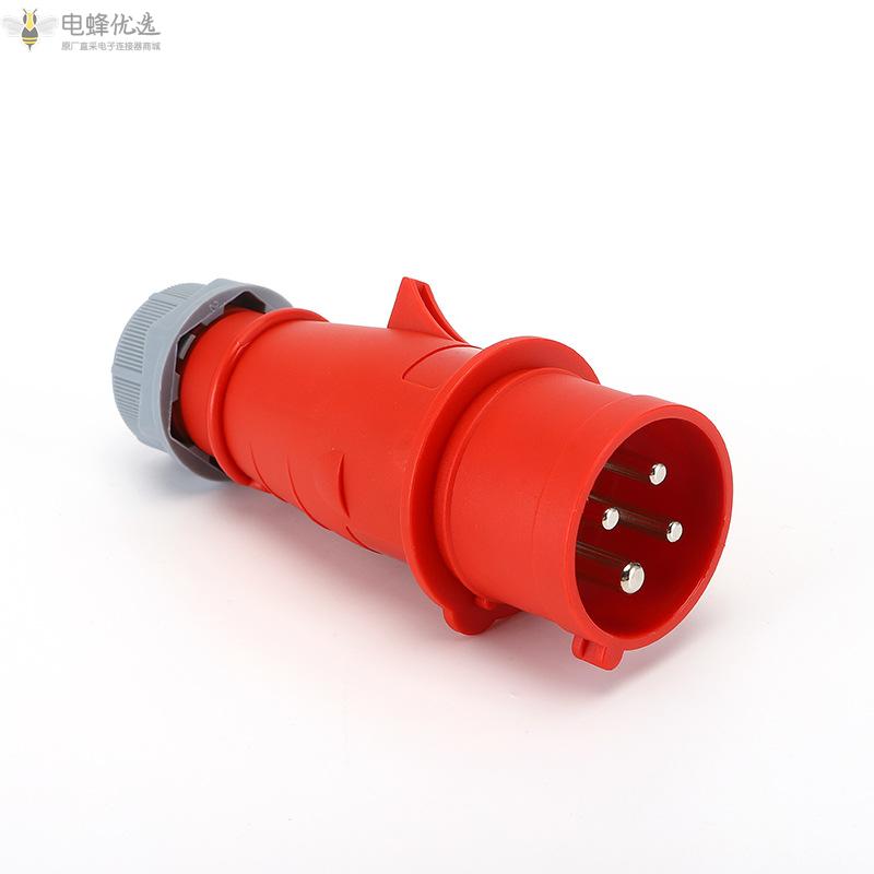 4芯工业连接器16A32A防水IP44工业插头3P+E250V电源插头0141