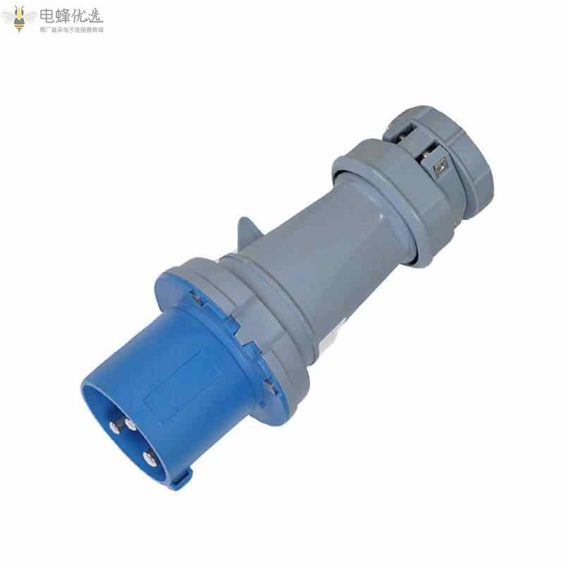 TYP-1227工业连接器3芯63A230V防水IP44进口材料2P+E工业插头