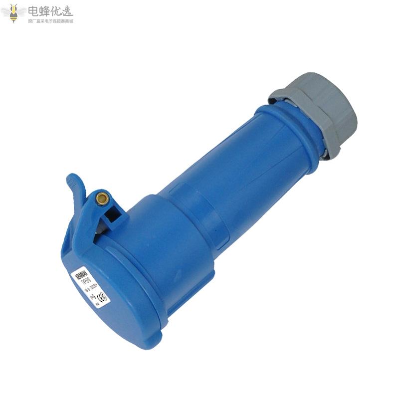 原厂出货TYP522防水工业连接器32A230V蓝色3芯2相IP44