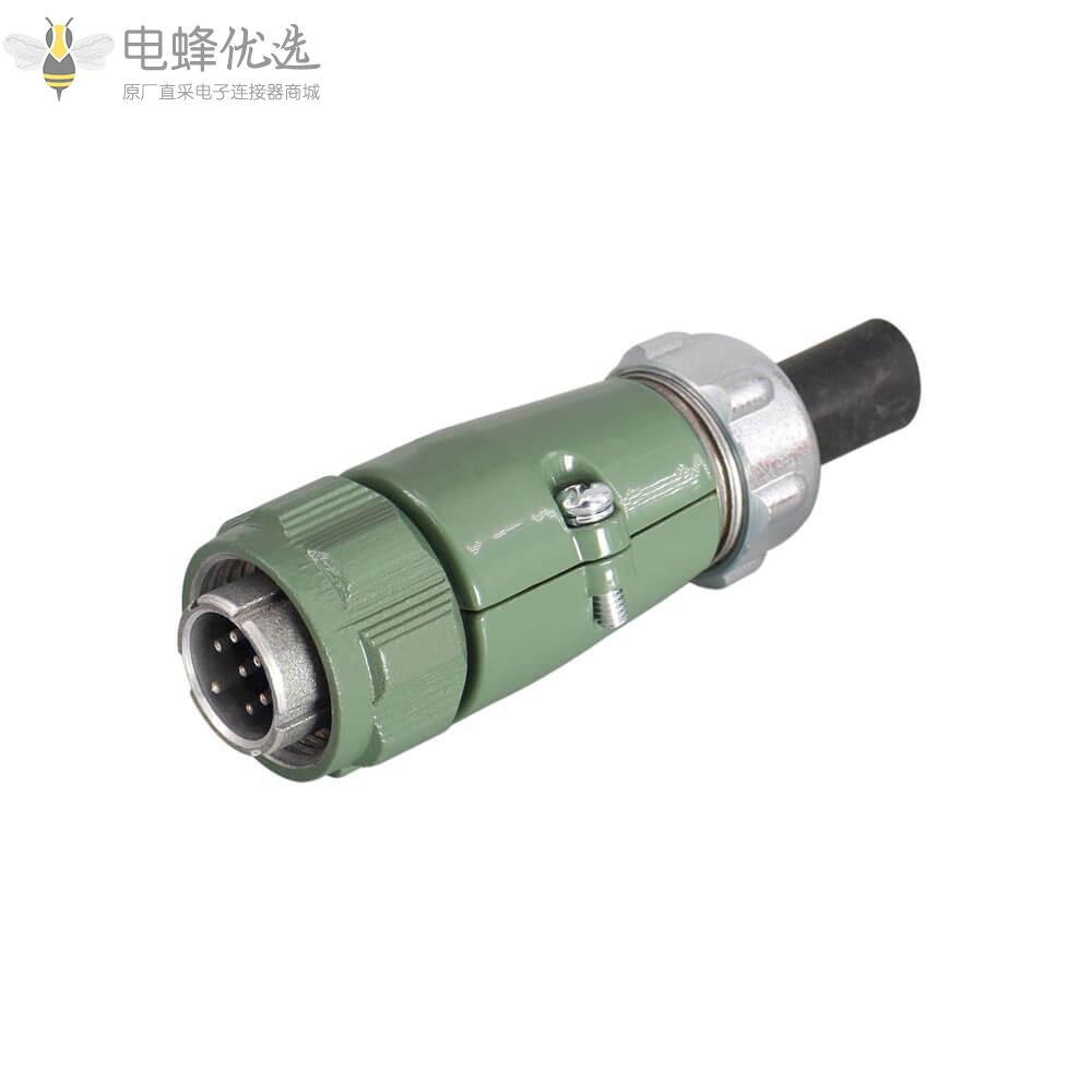 圆形航空反装TQ公头2P+PE直式YD20-7芯航空连接器10A400V