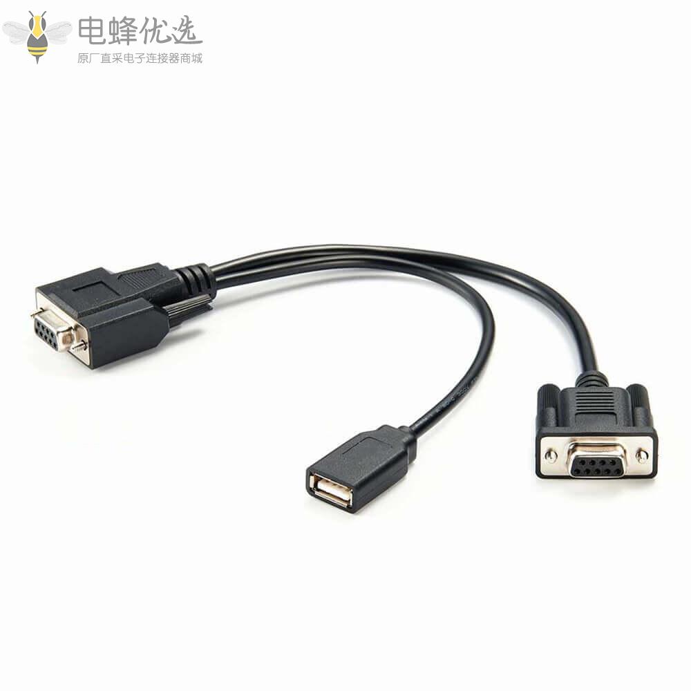 D_SUB_9母转D_SUB_9母和usb2.0转接头电源线材0.5m