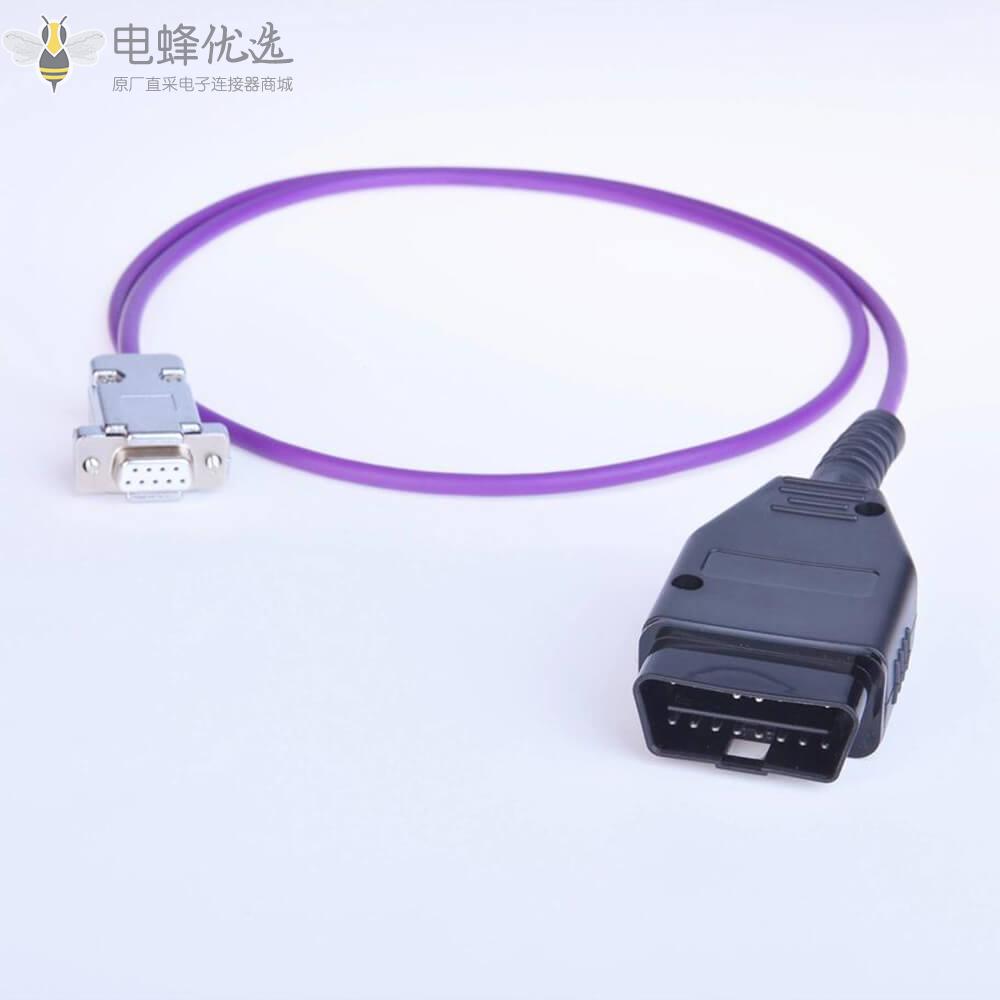 OBD2转DB9母用于各种诊断和测试工具接1米线束工厂直供