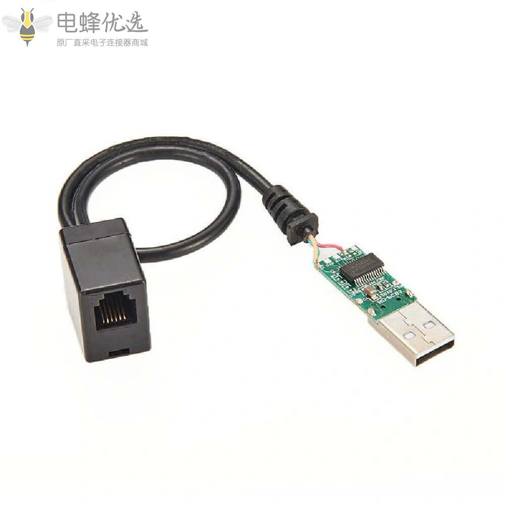 USB转RJ9母头带Ftdi芯片串口线接0.5M线材