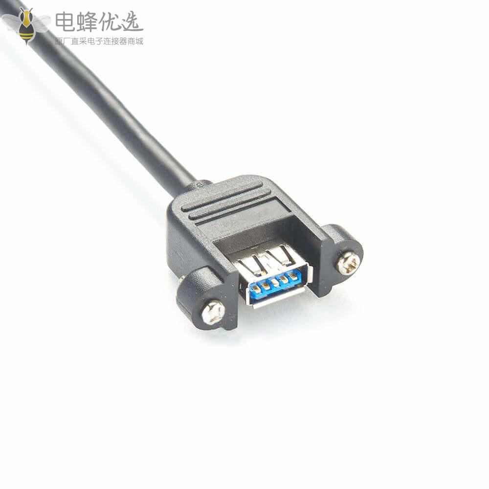 板端固定Type_A_USB2.0母头转Type_A_USB2.0母头接0.1M线长