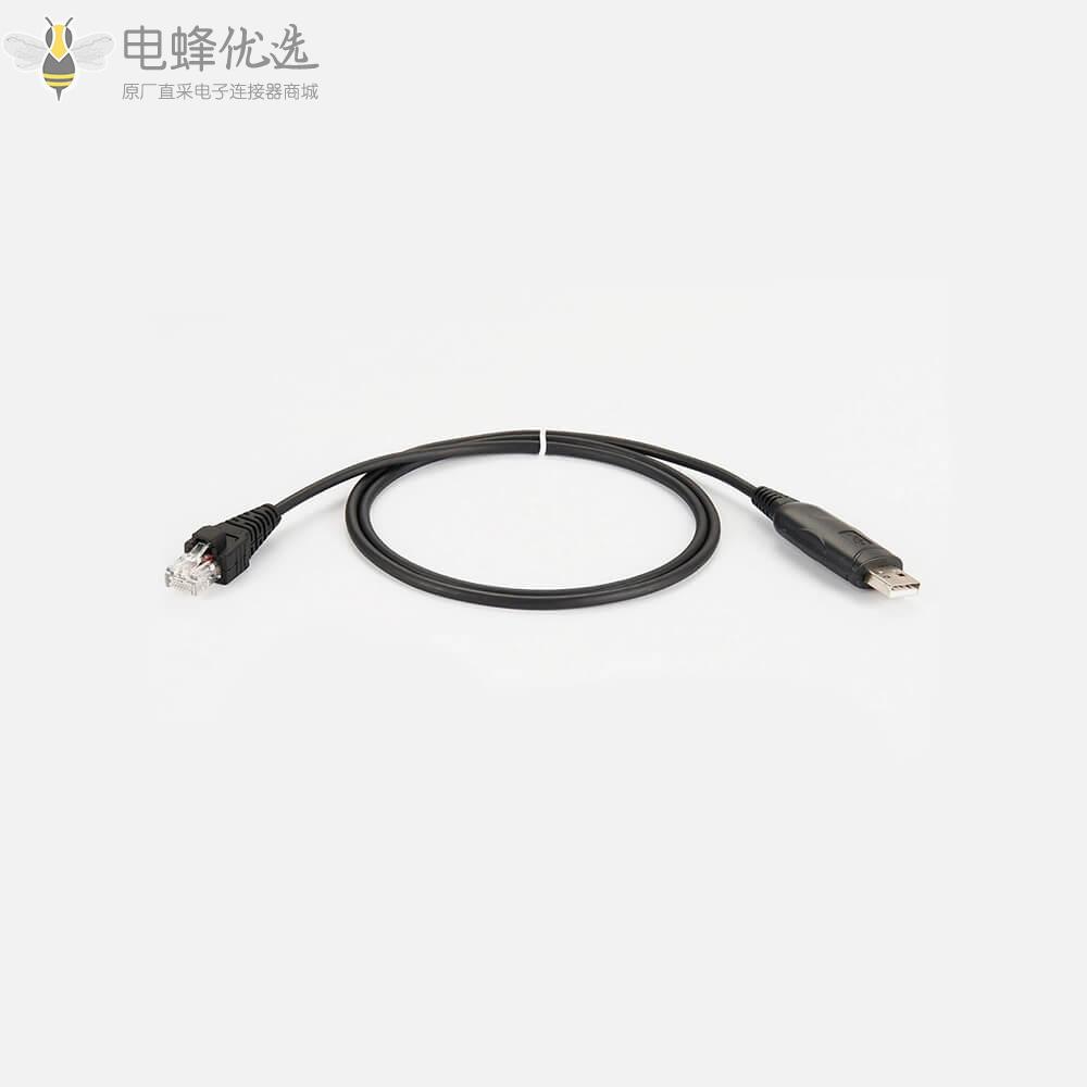 直式USB公头转RJ45接线RS232同轴线缆1米