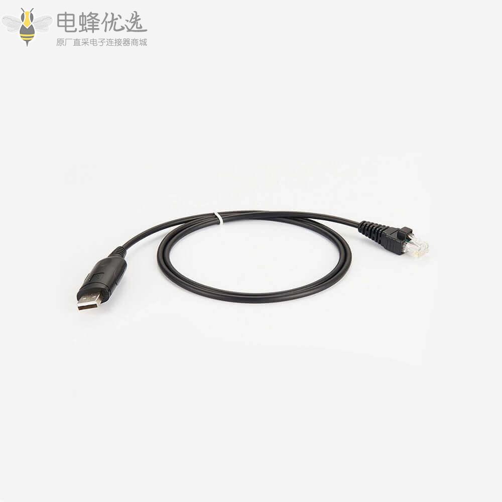 直式USB公头转RJ45接线RS232同轴线缆1米