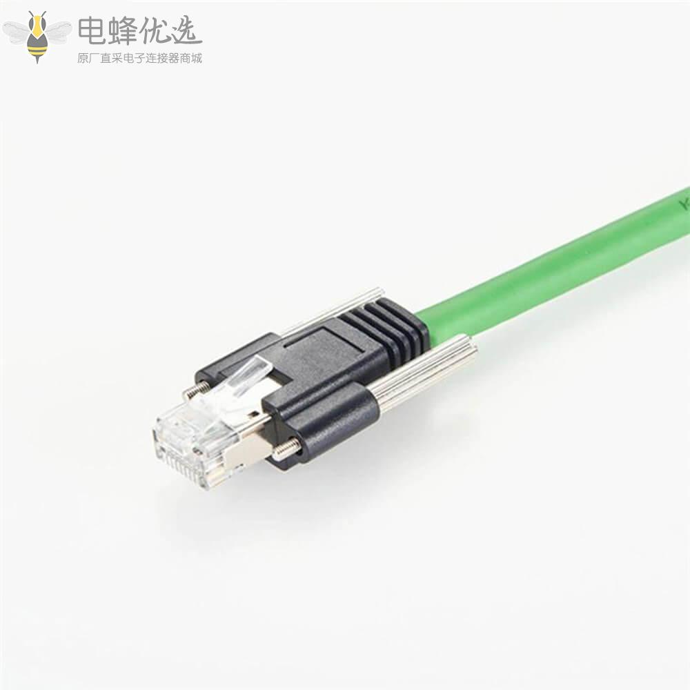 RJ45公头水晶头转RJ45公头水晶头带螺丝锁6A高柔性以太网接3m线材