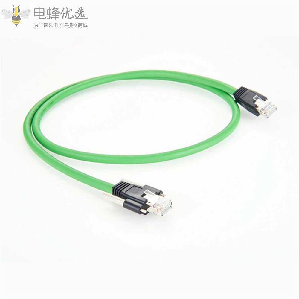 RJ45公头水晶头转RJ45公头水晶头带螺丝锁6A高柔性以太网接3m线材