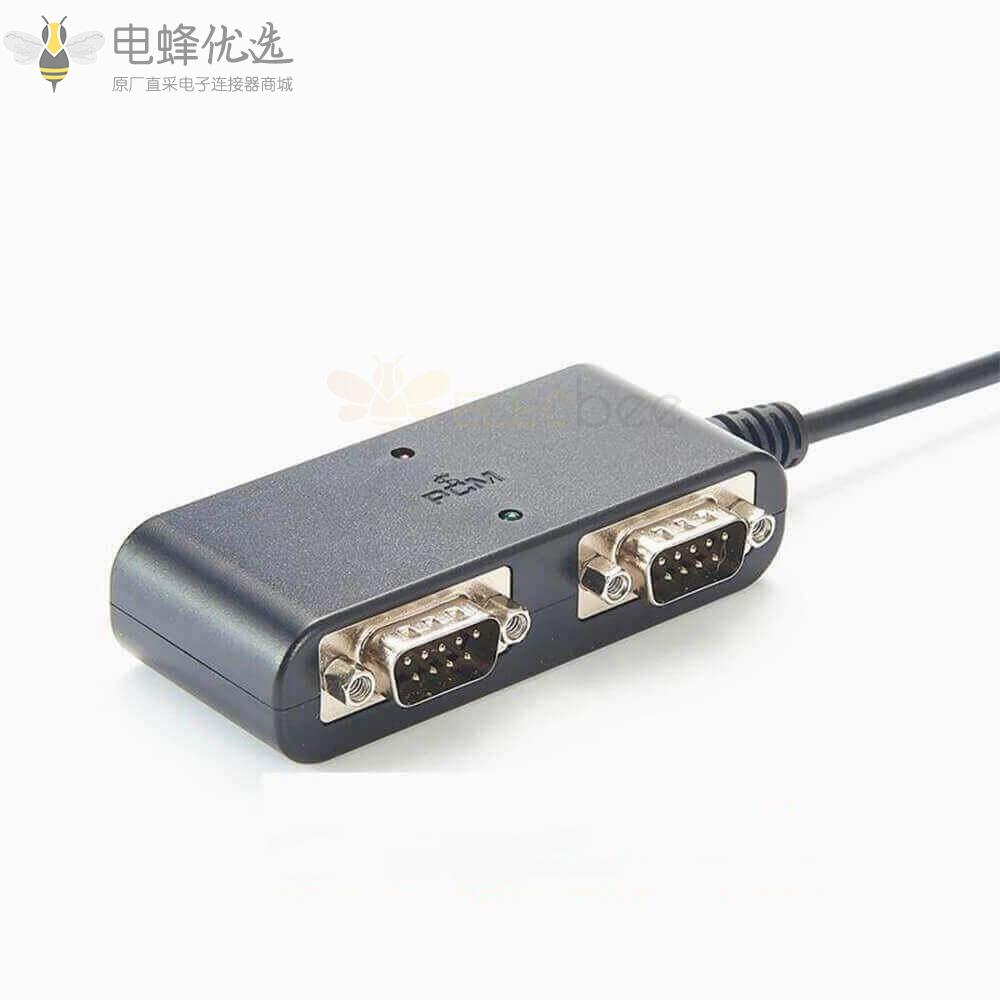 USB_A转2接口DB9公头RS232集线器线材1M连接线