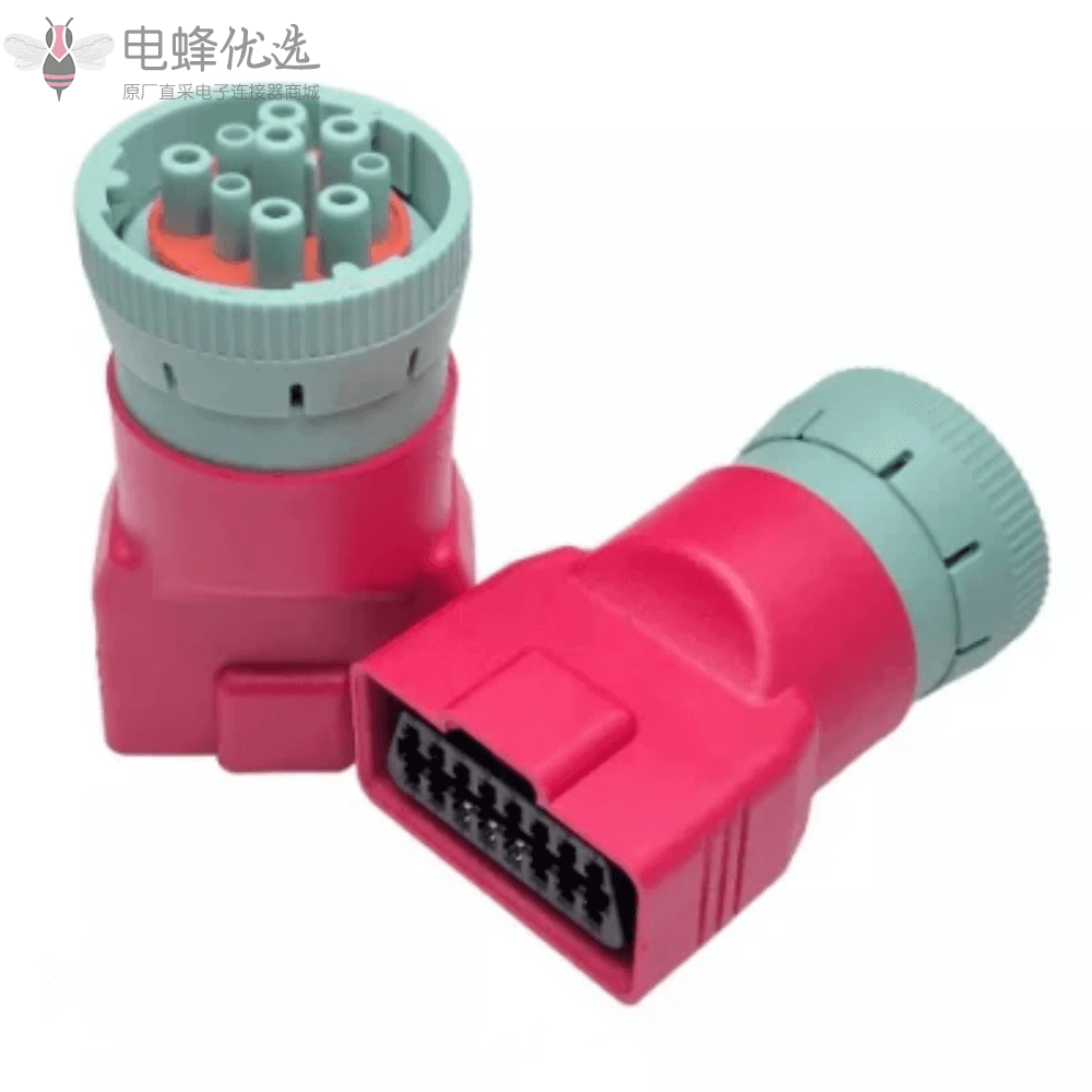 OBD_2母头转J1939公头9芯转接头检测头